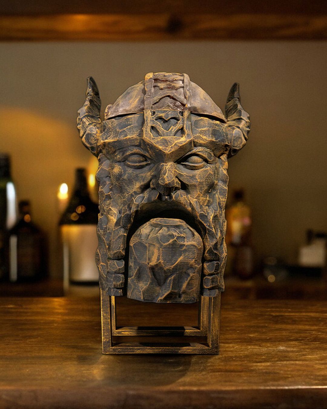 Viking Carved Wine Bag Dispenser - Image 4
