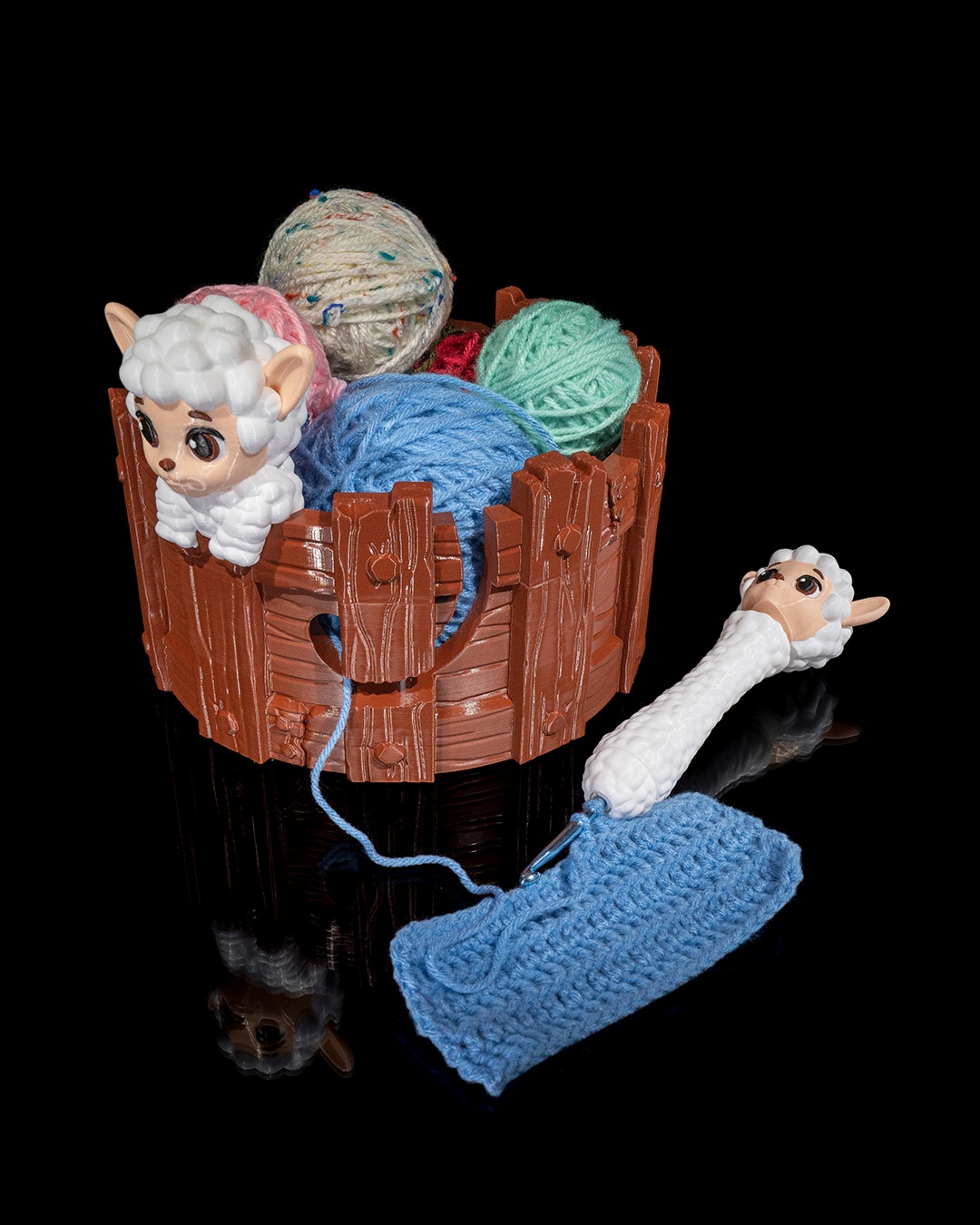 3D Printed Peasheepful Kit Yarn Bowl and Hook Case - Image 3