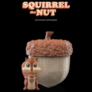 Squirrel in a Nut Keychain Container
