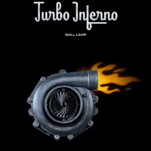 Turbocharger Flame Lamp – 3D Printed Car Turbo Desk Light, Industrial Auto-Inspired Night Lamp, Gearhead Gift, 21cm LED Flame Effect Decor