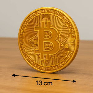 Moeda de Bitcoin 3D Decorativa – 13 cm de Diâmetro