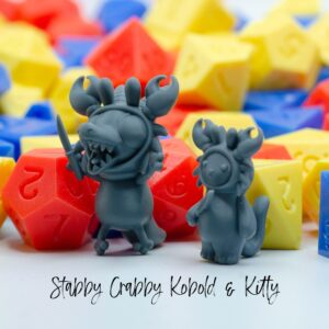 Stabby Crabby Kobold and Kitty | Female/Male | NPC | Tabaxi | Found Family Adventurecraft | Tabletop miniatures | D&D | 5e