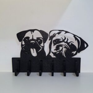 🐾 Porta-chaves de parede com design de Pug