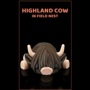 Highland Cow in Field Nest