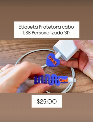 Etiqueta Protetora Cabo USB Personalizado 3D - Image 4